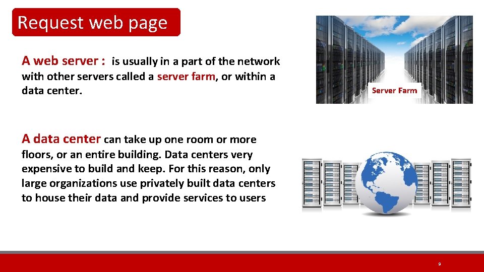 Request web page A web server : is usually in a part of the