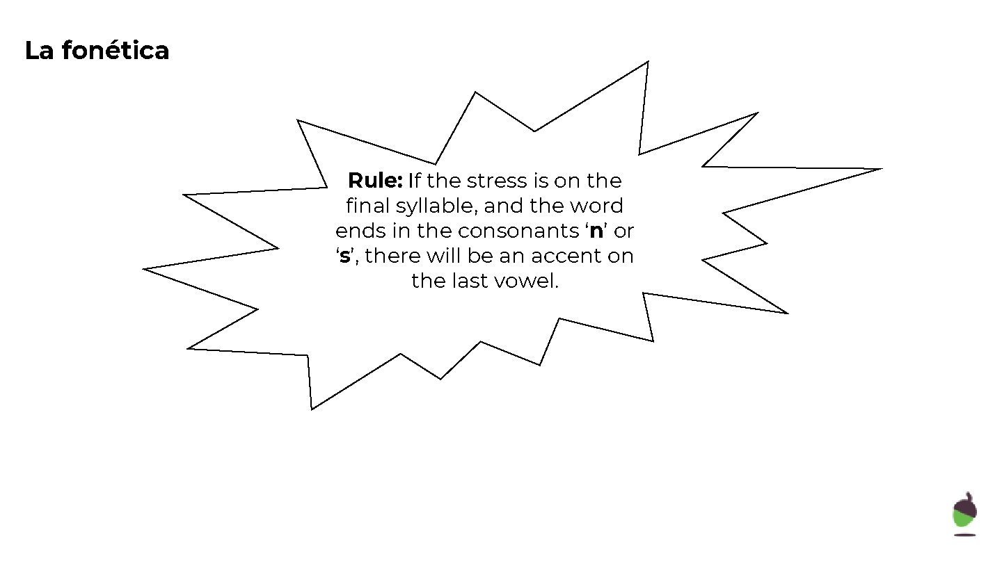 La fonética Rule: If the stress is on the final syllable, and the word