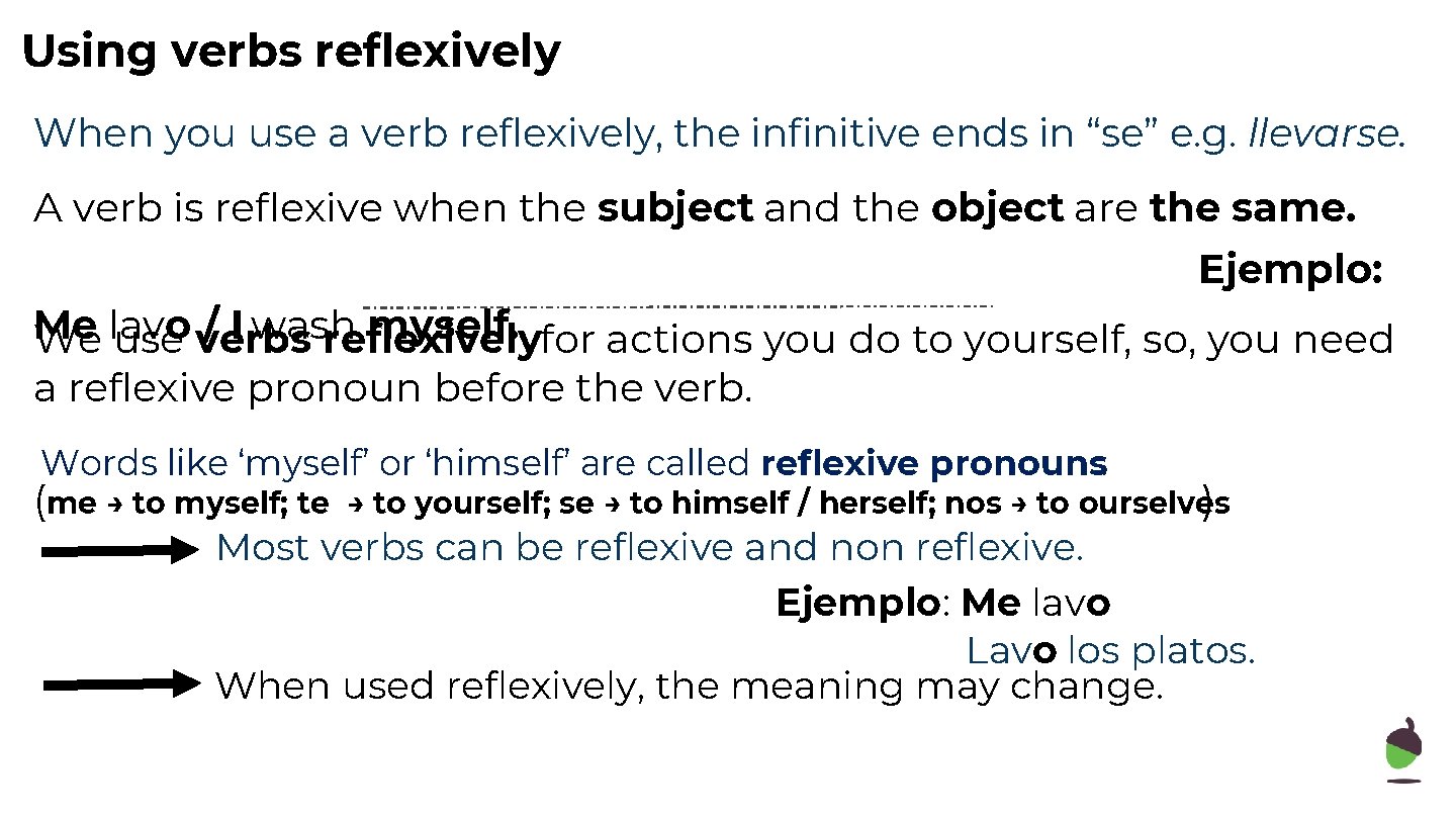 Using verbs reflexively When you use a verb reflexively, the infinitive ends in “se”