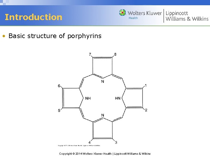 Introduction • Basic structure of porphyrins Copyright © 2014 Wolters Kluwer Health | Lippincott