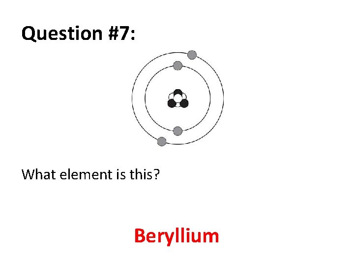 Question #7: What element is this? Beryllium 