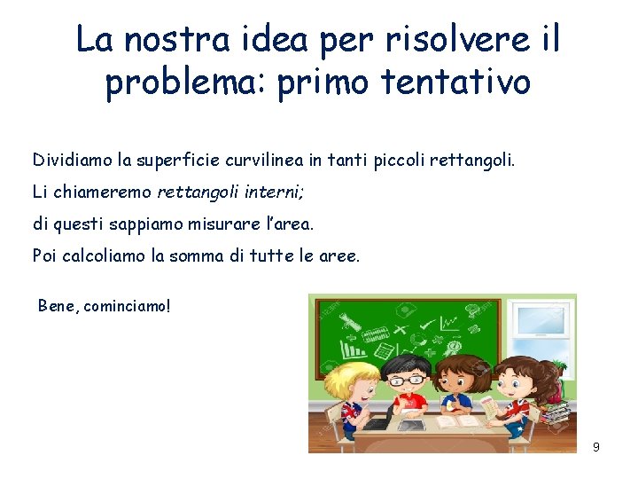 La nostra idea per risolvere il problema: primo tentativo Dividiamo la superficie curvilinea in