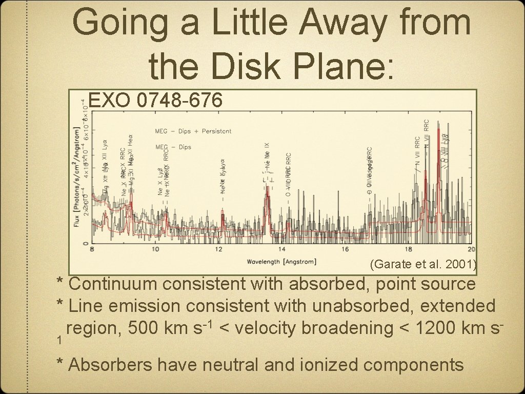 Going a Little Away from the Disk Plane: EXO 0748 -676 (Garate et al.