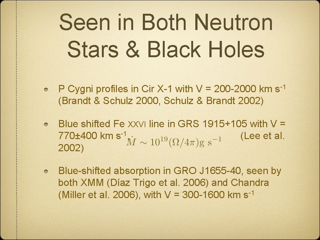 Seen in Both Neutron Stars & Black Holes P Cygni profiles in Cir X-1