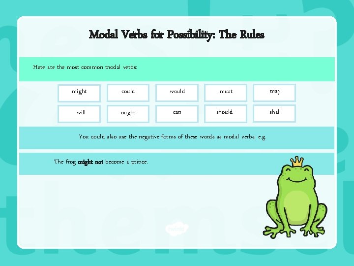 Modal Verbs for Possibility: The Rules Here are the most common modal verbs: might