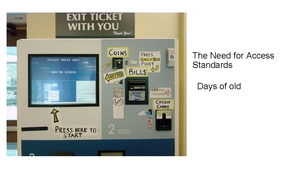 The Need for Access Standards Days of old 
