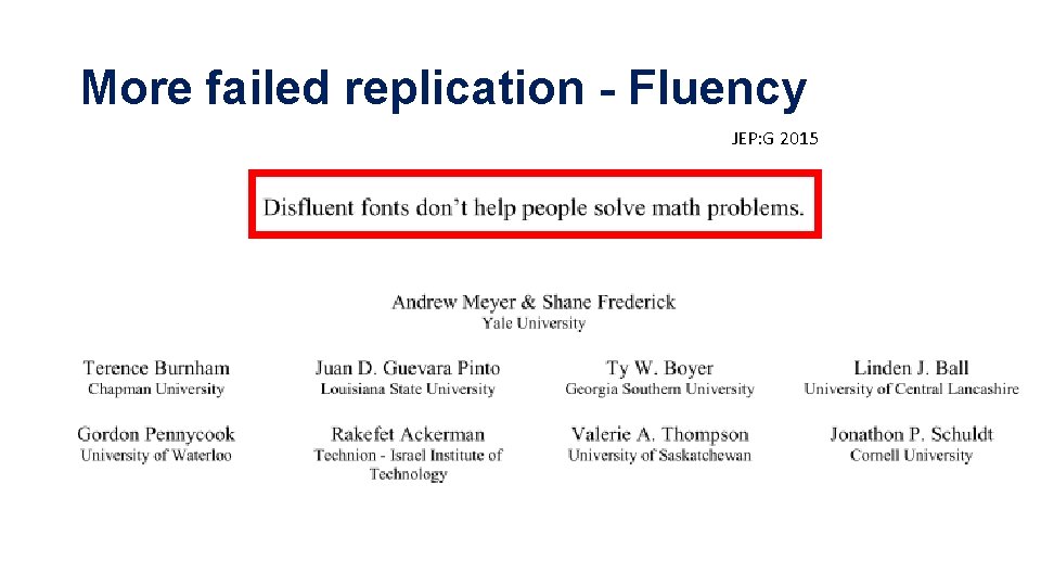 More failed replication - Fluency JEP: G 2015 