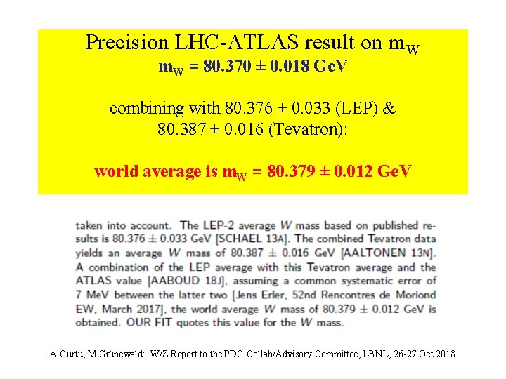 Precision LHC-ATLAS result on m. W = 80. 370 ± 0. 018 Ge. V