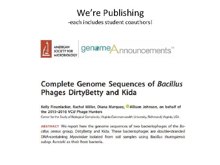 We’re Publishing -each includes student coauthors! 