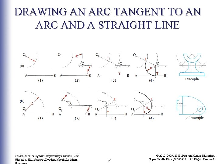 DRAWING AN ARC TANGENT TO AN ARC AND A STRAIGHT LINE Technical Drawing with