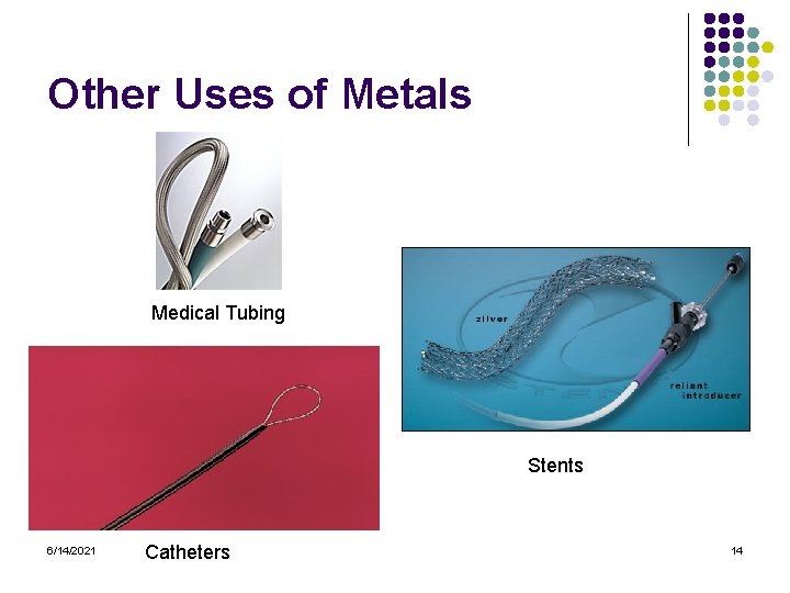 Other Uses of Metals Medical Tubing Stents 6/14/2021 Catheters 14 