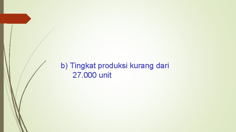 b) Tingkat produksi kurang dari 27. 000 unit 