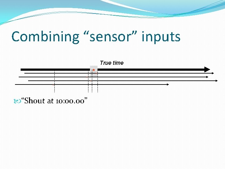 Combining “sensor” inputs True time ** * “Shout at 10: 00. 00” 