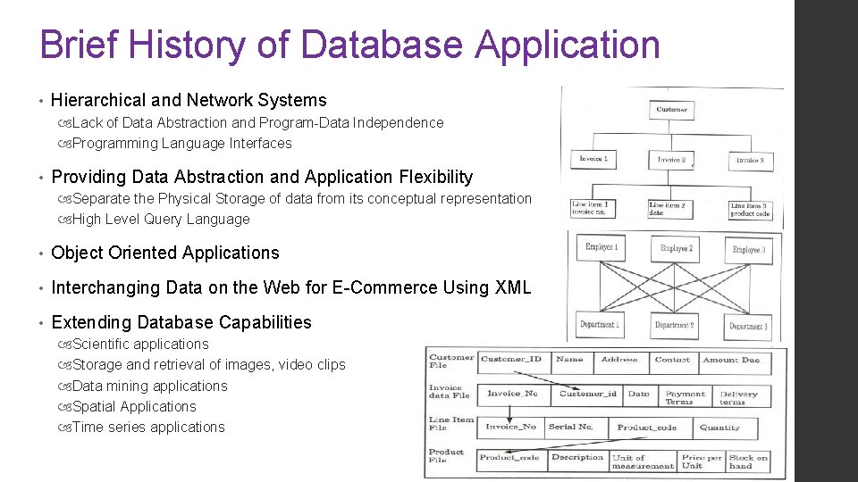 Brief History of Database Application • Hierarchical and Network Systems Lack of Data Abstraction Brief History of Database Application • Hierarchical and Network Systems Lack of Data Abstraction