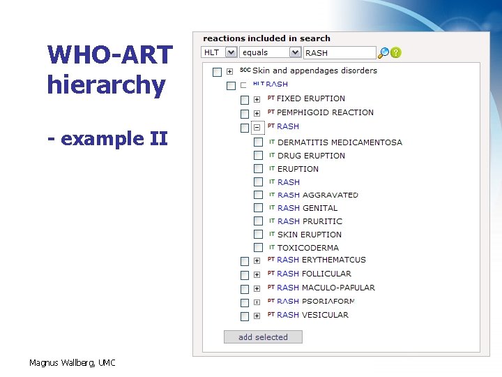 WHO-ART hierarchy - example II Magnus Wallberg, UMC 