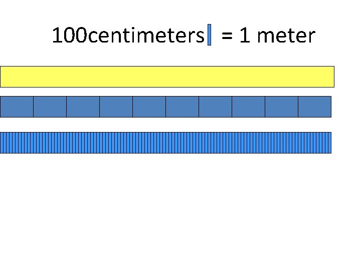 100 centimeters = 1 meter 