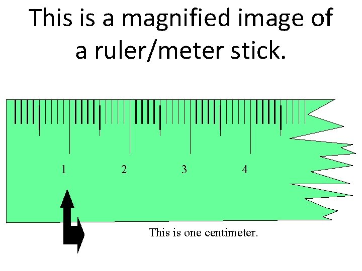 This is a magnified image of a ruler/meter stick. 1 2 3 4 This