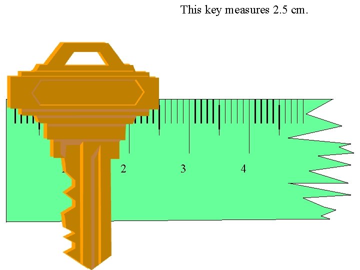 This key measures 2. 5 cm. 1 2 3 4 