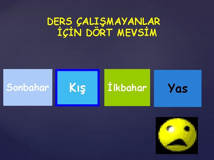 DERS ÇALIŞMAYANLAR İÇİN DÖRT MEVSİM Sonbahar Kış İlkbahar Yas 