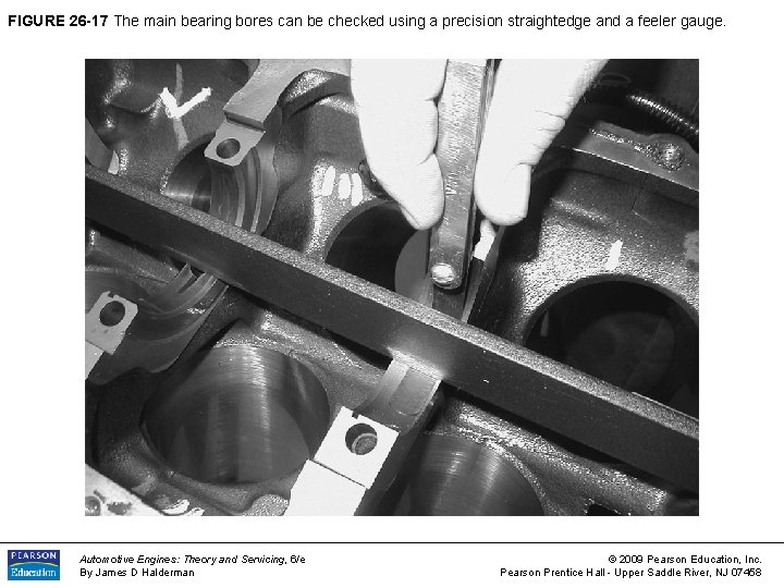 FIGURE 26 -17 The main bearing bores can be checked using a precision straightedge