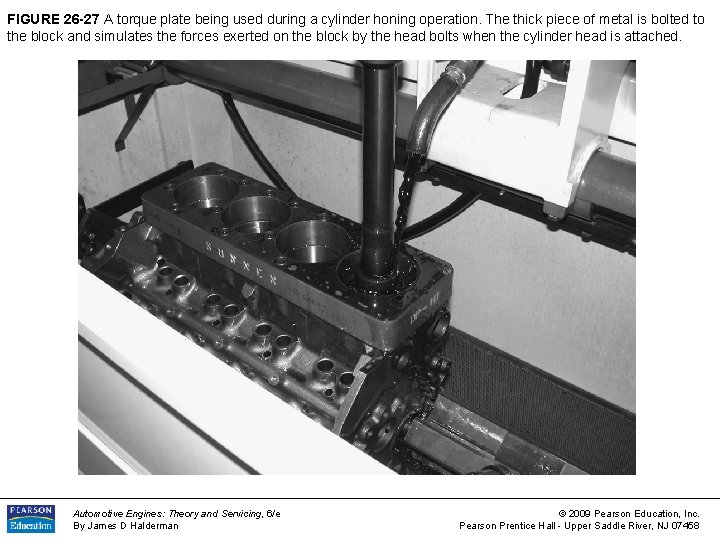 FIGURE 26 -27 A torque plate being used during a cylinder honing operation. The
