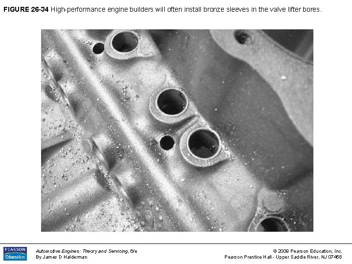 FIGURE 26 -34 High-performance engine builders will often install bronze sleeves in the valve