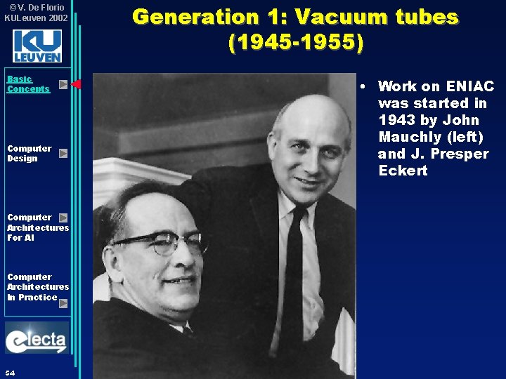© V. De Florio KULeuven 2002 Basic Concepts Computer Design Computer Architectures For AI © V. De Florio KULeuven 2002 Basic Concepts Computer Design Computer Architectures For AI