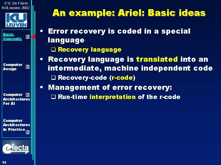 © V. De Florio KULeuven 2002 Basic Concepts An example: Ariel: Basic ideas • © V. De Florio KULeuven 2002 Basic Concepts An example: Ariel: Basic ideas •