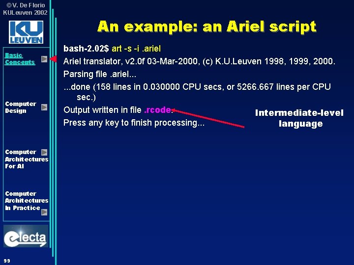 © V. De Florio KULeuven 2002 Basic Concepts Computer Design Computer Architectures For AI © V. De Florio KULeuven 2002 Basic Concepts Computer Design Computer Architectures For AI