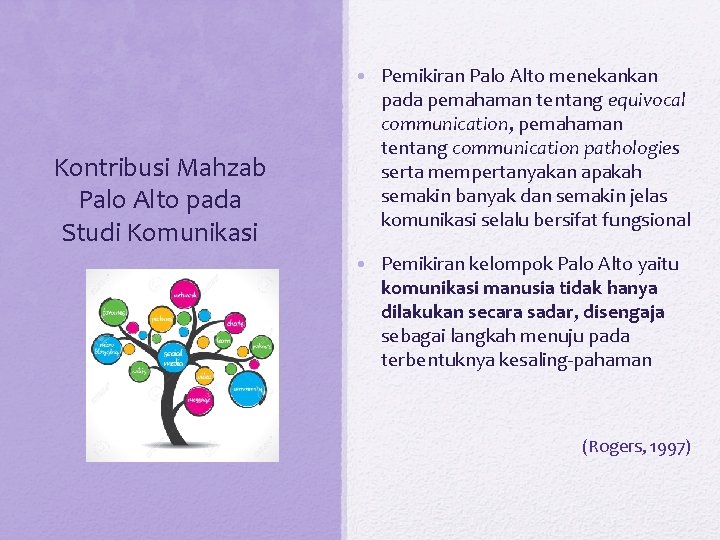 Kontribusi Mahzab Palo Alto pada Studi Komunikasi • Pemikiran Palo Alto menekankan pada pemahaman