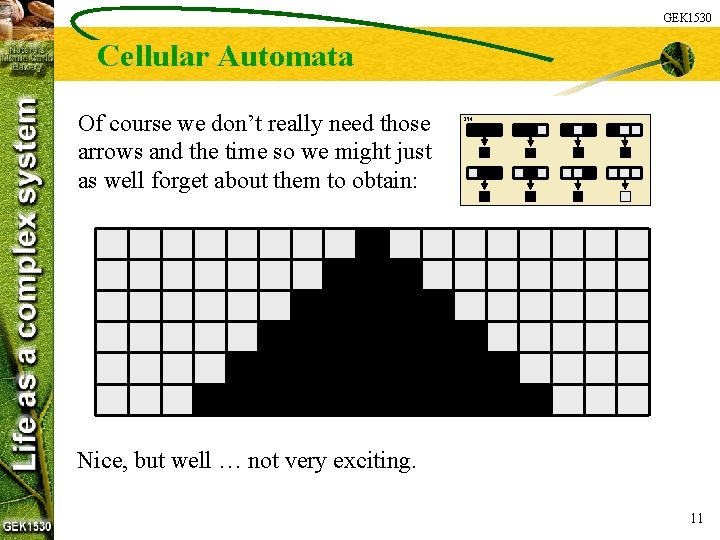 GEK 1530 Cellular Automata Of course we don’t really need those arrows and the