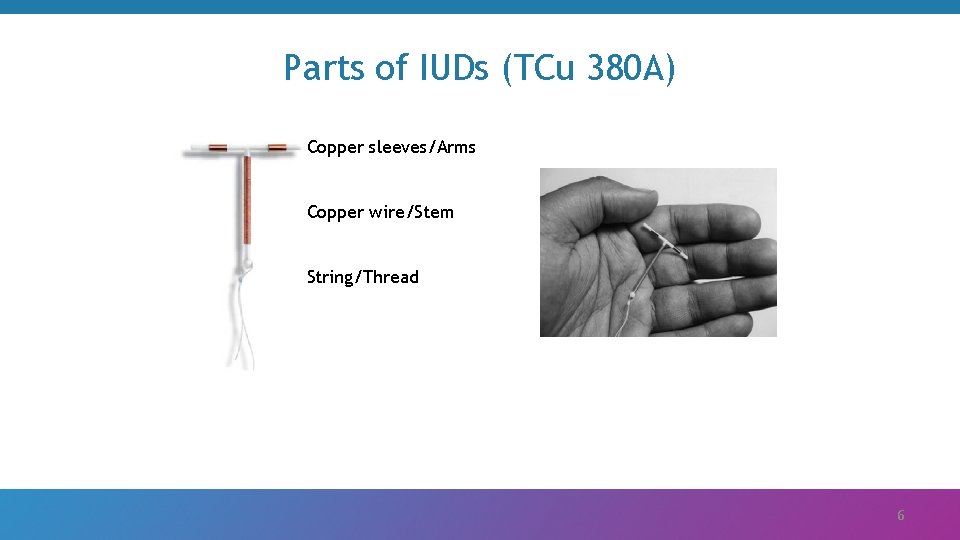 Parts of IUDs (TCu 380 A) Copper sleeves/Arms Copper wire/Stem String/Thread 6 