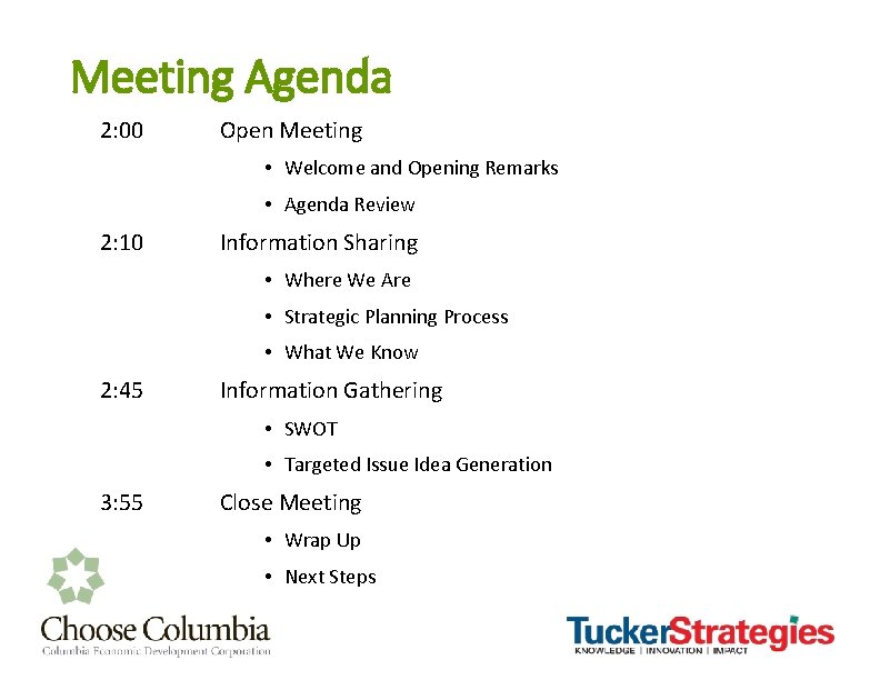 Meeting Agenda 2: 00 Open Meeting • Welcome and Opening Remarks • Agenda Review