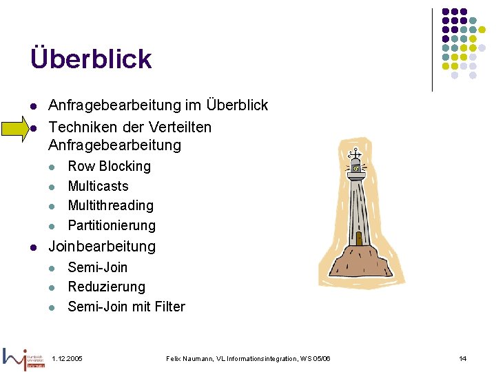 Überblick l l Anfragebearbeitung im Überblick Techniken der Verteilten Anfragebearbeitung l l l Row