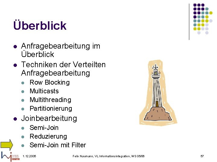 Überblick l l Anfragebearbeitung im Überblick Techniken der Verteilten Anfragebearbeitung l l l Row