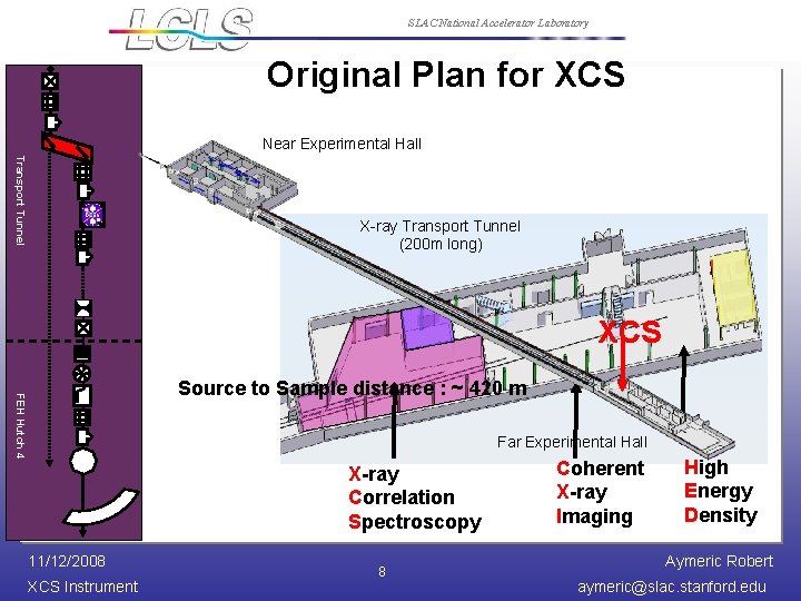 SLAC National Accelerator Laboratory Original Plan for XCS Near Experimental Hall Transport Tunnel X-ray