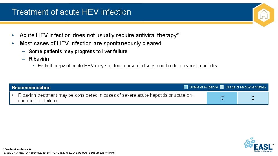 Treatment of acute HEV infection • Acute HEV infection does not usually require antiviral
