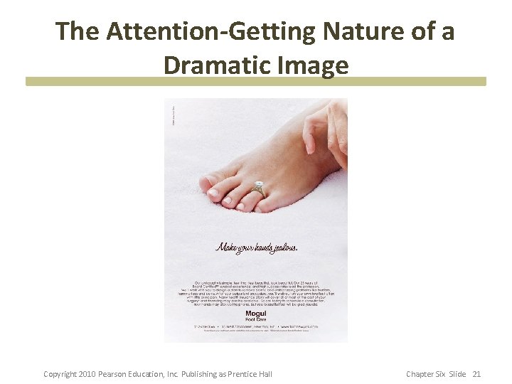 The Attention-Getting Nature of a Dramatic Image Copyright 2010 Pearson Education, Inc. Publishing as