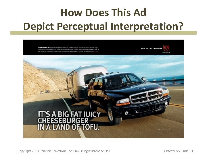 How Does This Ad Depict Perceptual Interpretation? Copyright 2010 Pearson Education, Inc. Publishing as