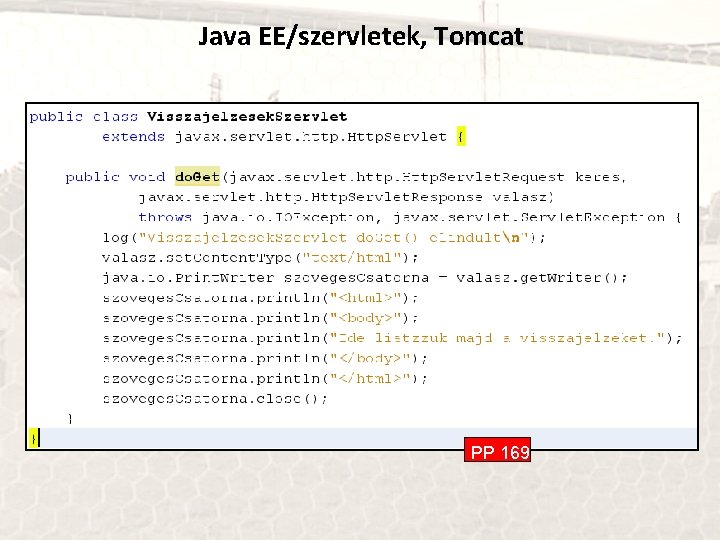 Java EE/szervletek, Tomcat PP 169 