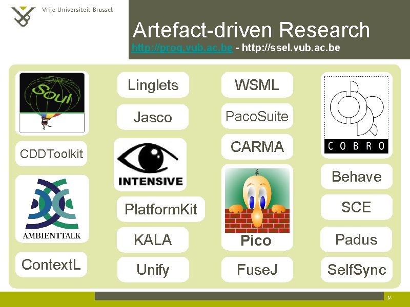 Artefact-driven Research http: //prog. vub. ac. be - http: //ssel. vub. ac. be Linglets