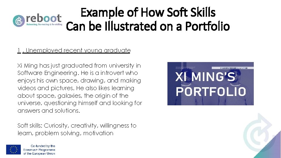 Example of How Soft Skills Can be Illustrated on a Portfolio 1. Unemployed recent
