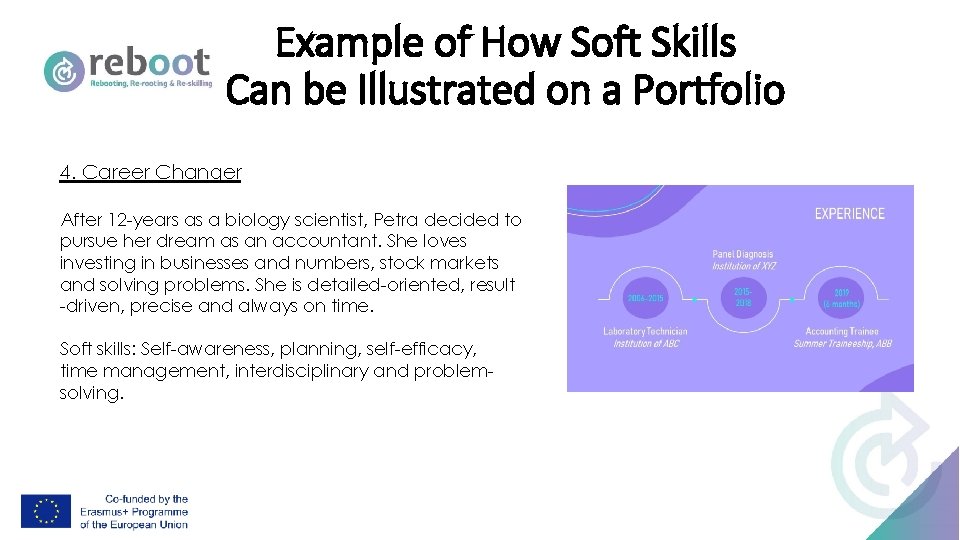 Example of How Soft Skills Can be Illustrated on a Portfolio 4. Career Changer