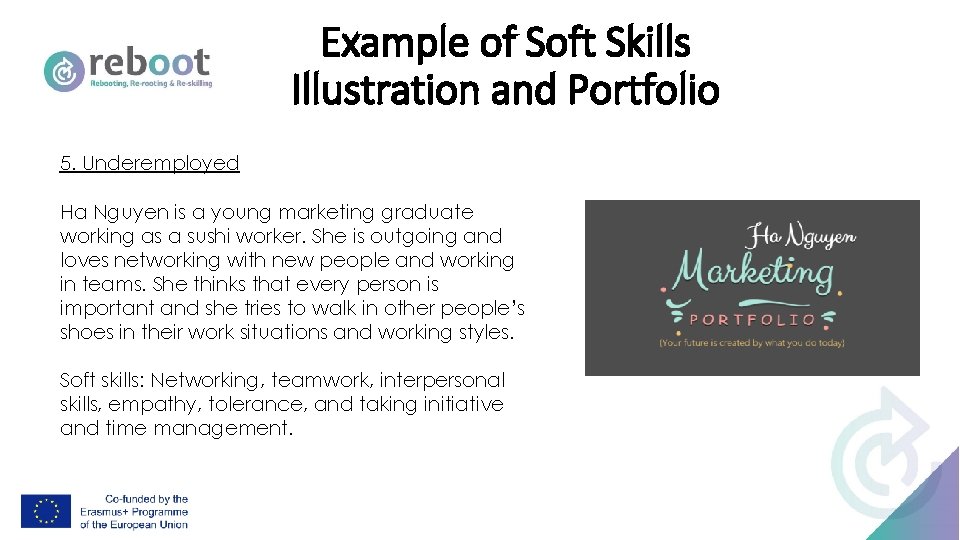 Example of Soft Skills Illustration and Portfolio 5. Underemployed Ha Nguyen is a young