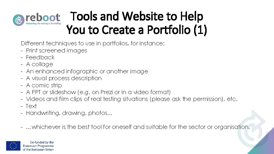 Tools and Website to Help You to Create a Portfolio (1) Different techniques to