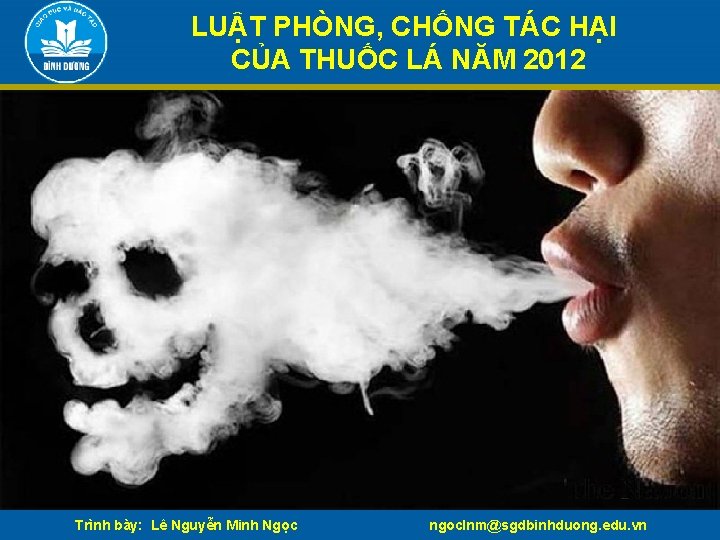 LUẬT PHÒNG, CHỐNG TÁC HẠI CỦA THUỐC LÁ NĂM 2012 Trình bày: Lê Nguyễn