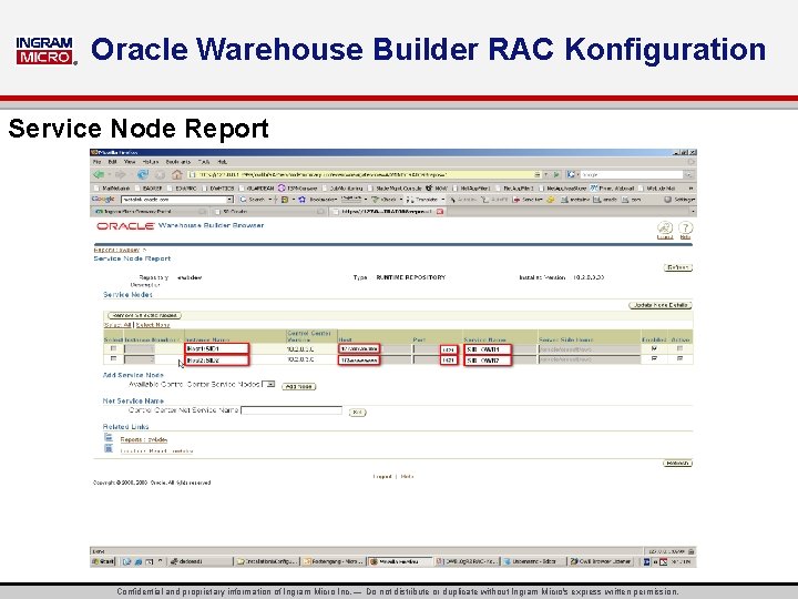 ® Oracle Warehouse Builder RAC Konfiguration Service Node Report Confidential and proprietary information of