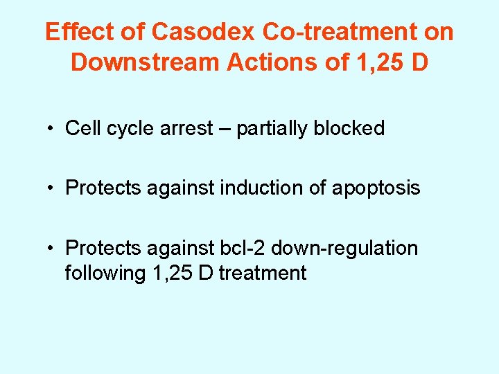 Effect of Casodex Co-treatment on Downstream Actions of 1, 25 D • Cell cycle