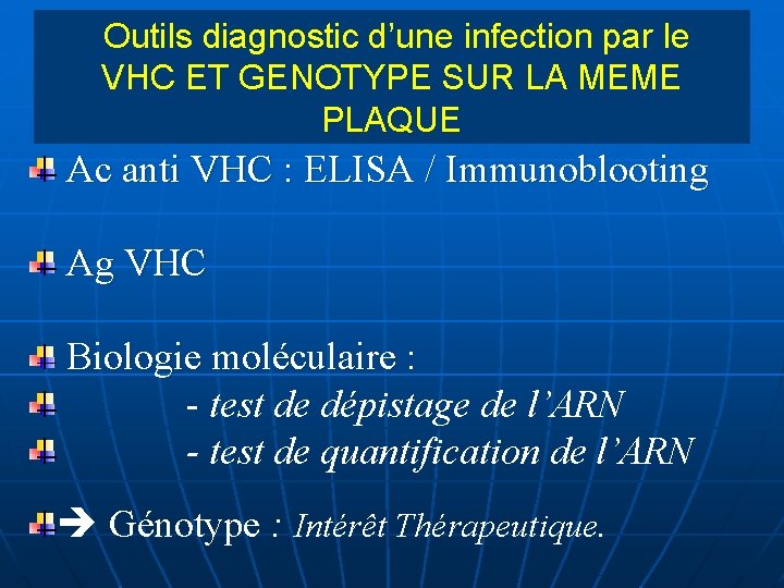 Outils diagnostic d’une infection par le VHC ET GENOTYPE SUR LA MEME PLAQUE Ac