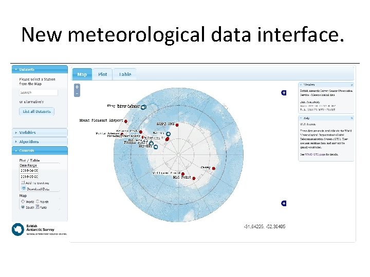 New meteorological data interface. 